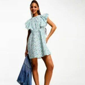 Influence Ruffle Bib Mini Dress - Micro Floral - From ASOS - US 8 / UK 12